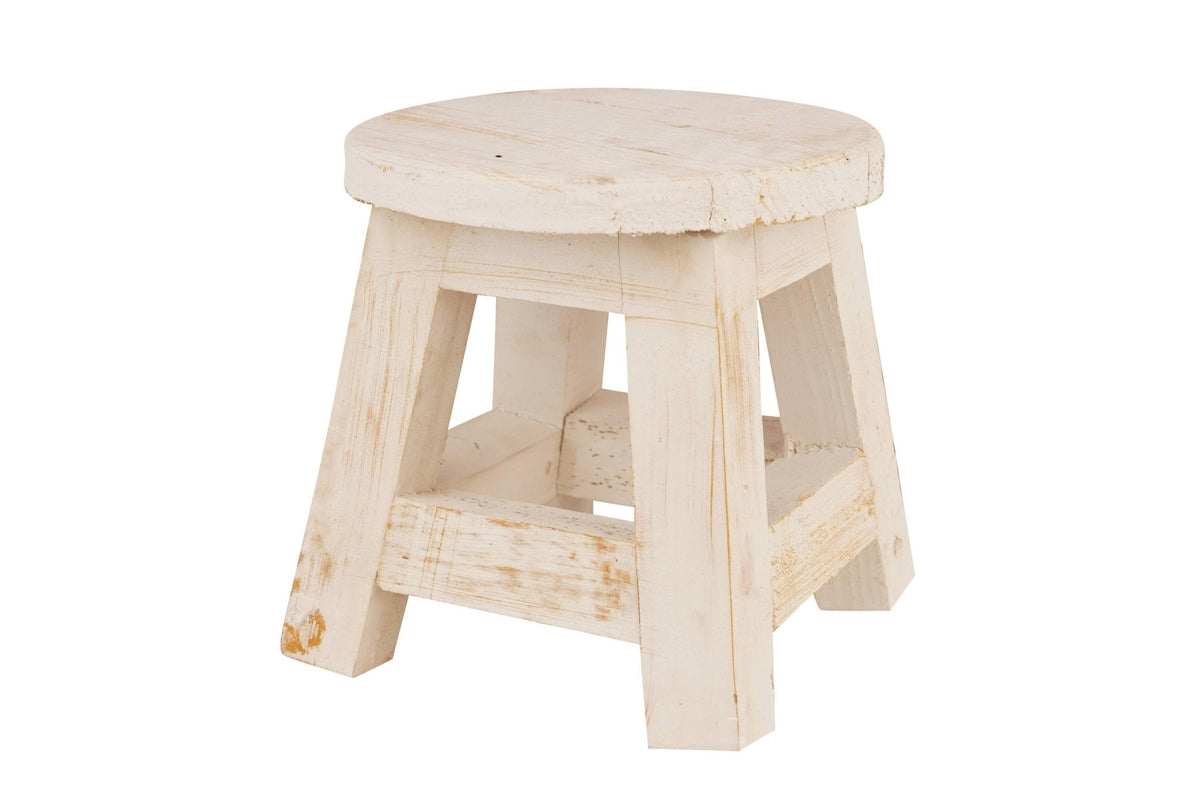 Farmhouse Reclaimed Wood Mini Stools-Stool-Home Decor-8x8 in: White - The Mustard Seed Collection, The Seed
