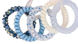 Hair Tie Phone Cord Set of 5 by Simply Southern Ice Blue & Navy Blue Floral