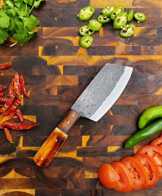 Handmade Carbon Steel Cleaver for Kitchen & Outdoor