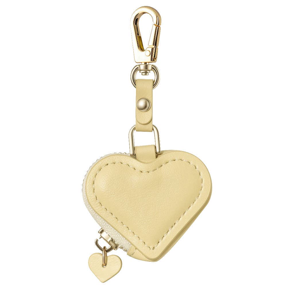 Heart Leather Bag Charm for Airtag®: Black Posh Tech