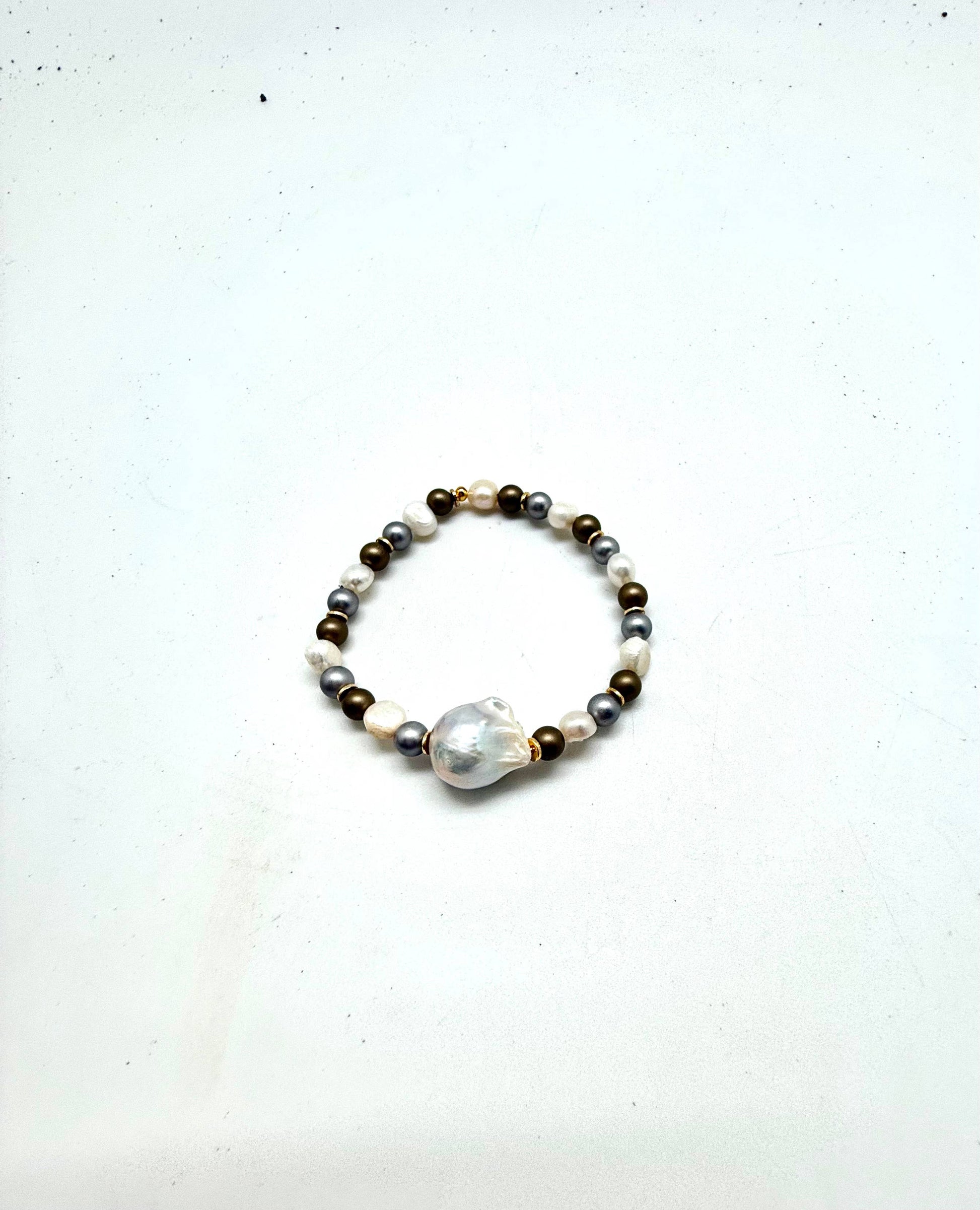 Bracelet Stretch MotherofPearlw/FreshwaterPearl(6mm)Baroque