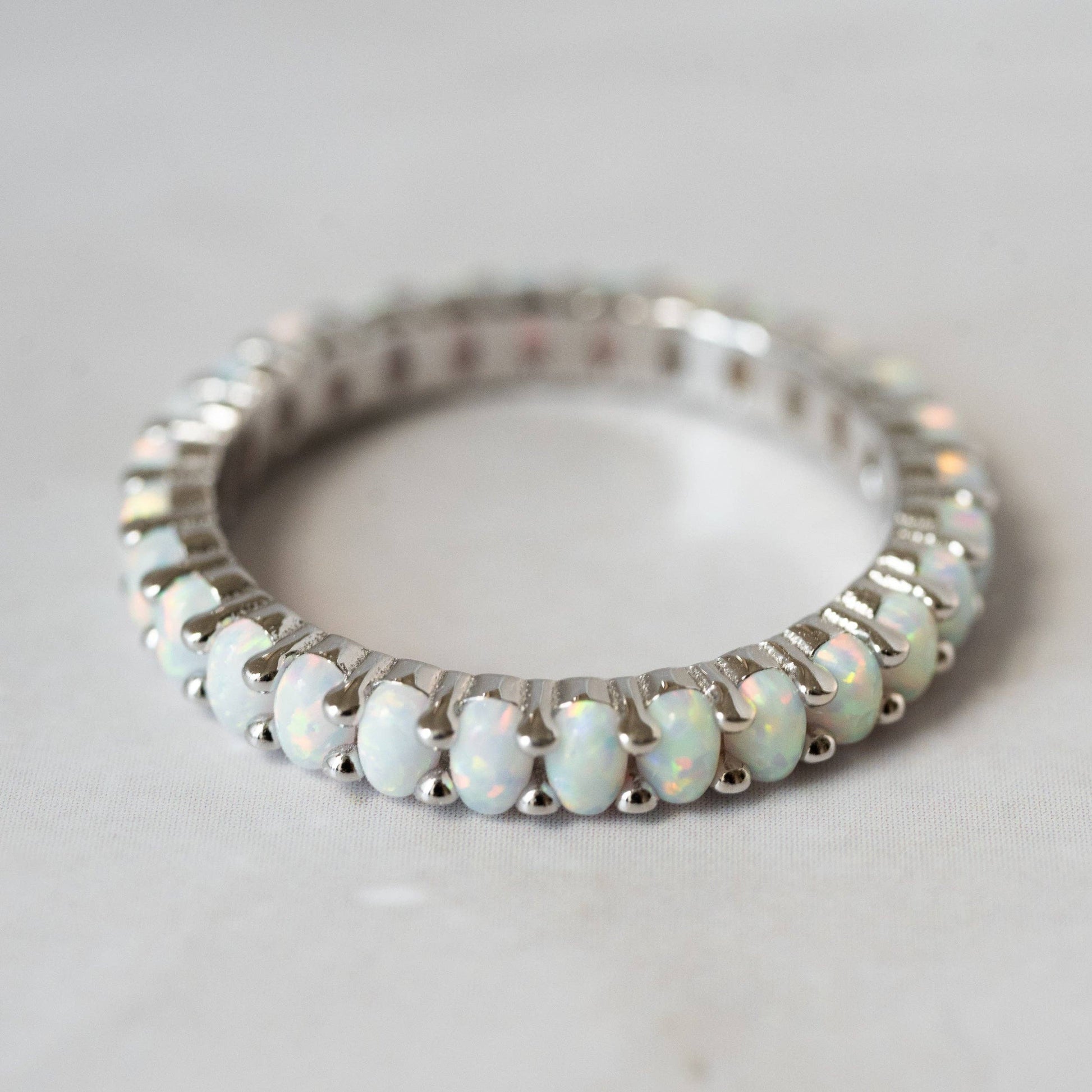 Opal Eternity Ring: Silver / 6