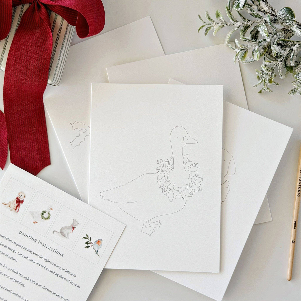 Festive friends paintable notecardGreeting Cards