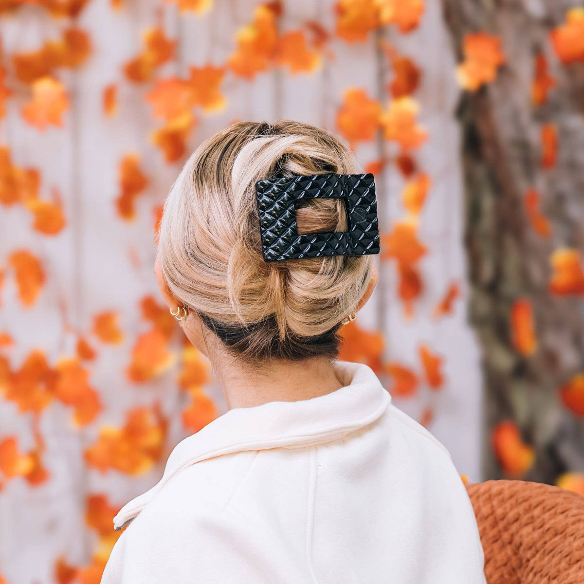 Flat Rectangle Hair Clip | Large | Jet Black Quilted - The Mustard Seed Collection, The Seed