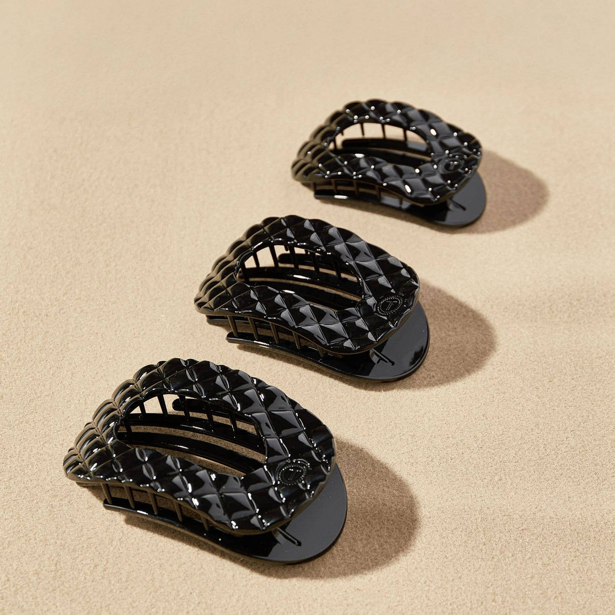 Flat Round Hair Clip | Large | Jet Black Quilted - The Mustard Seed Collection, The Seed