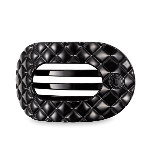 Flat Round Hair Clip | Large | Jet Black Quilted - The Mustard Seed Collection, The Seed
