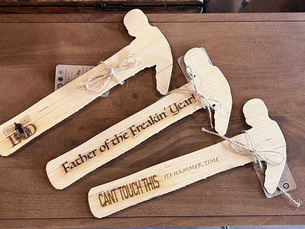 Flat Wooden Hammer for Father's Day Greetings 