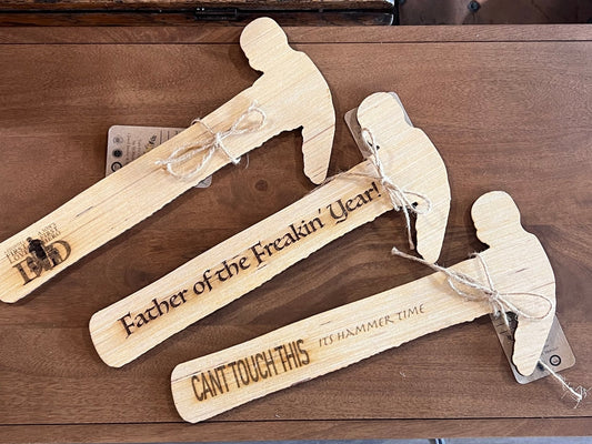 Flat Wooden Hammer for Father's Day Greetings 