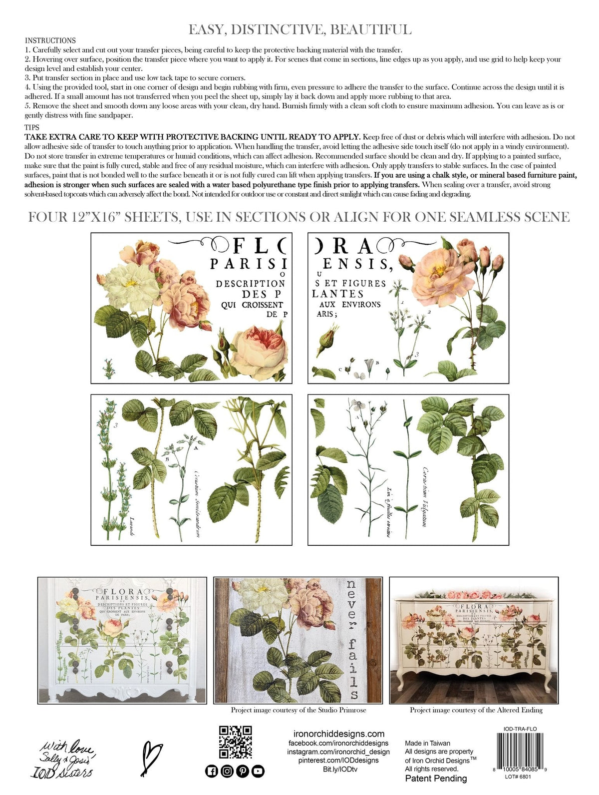 Flora Parisiensis 24x33 Decor Transfer - The Mustard Seed Collection, The Seed