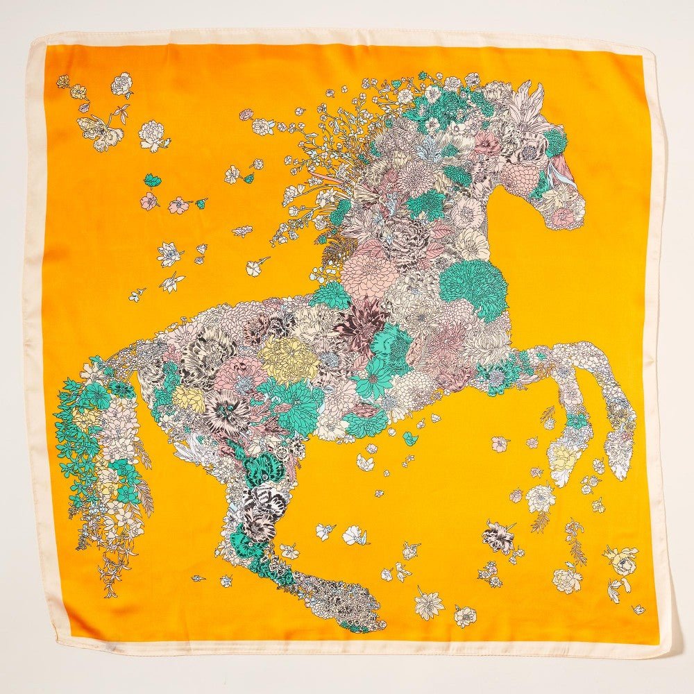 Floral Horse Print Scarf Bandana Orange Default Title