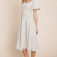 Floral Print Butterfly Sleeve Square Neck Smocked Midi Dress: CREAM - The Mustard Seed Collection, The Seed