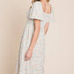 Floral Print Butterfly Sleeve Square Neck Smocked Midi Dress: CREAM - The Mustard Seed Collection, The Seed