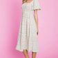 Floral Print Butterfly Sleeve Square Neck Smocked Midi Dress: CREAM - The Mustard Seed Collection, The Seed