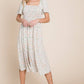 Floral Print Butterfly Sleeve Square Neck Smocked Midi Dress: CREAM - The Mustard Seed Collection, The Seed