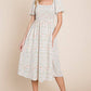 Floral Print Butterfly Sleeve Square Neck Smocked Midi Dress: CREAM - The Mustard Seed Collection, The Seed