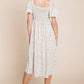 Floral Print Butterfly Sleeve Square Neck Smocked Midi Dress: CREAM - The Mustard Seed Collection, The Seed