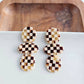Florence Earrings - Brown Checker - The Mustard Seed Collection, The Seed