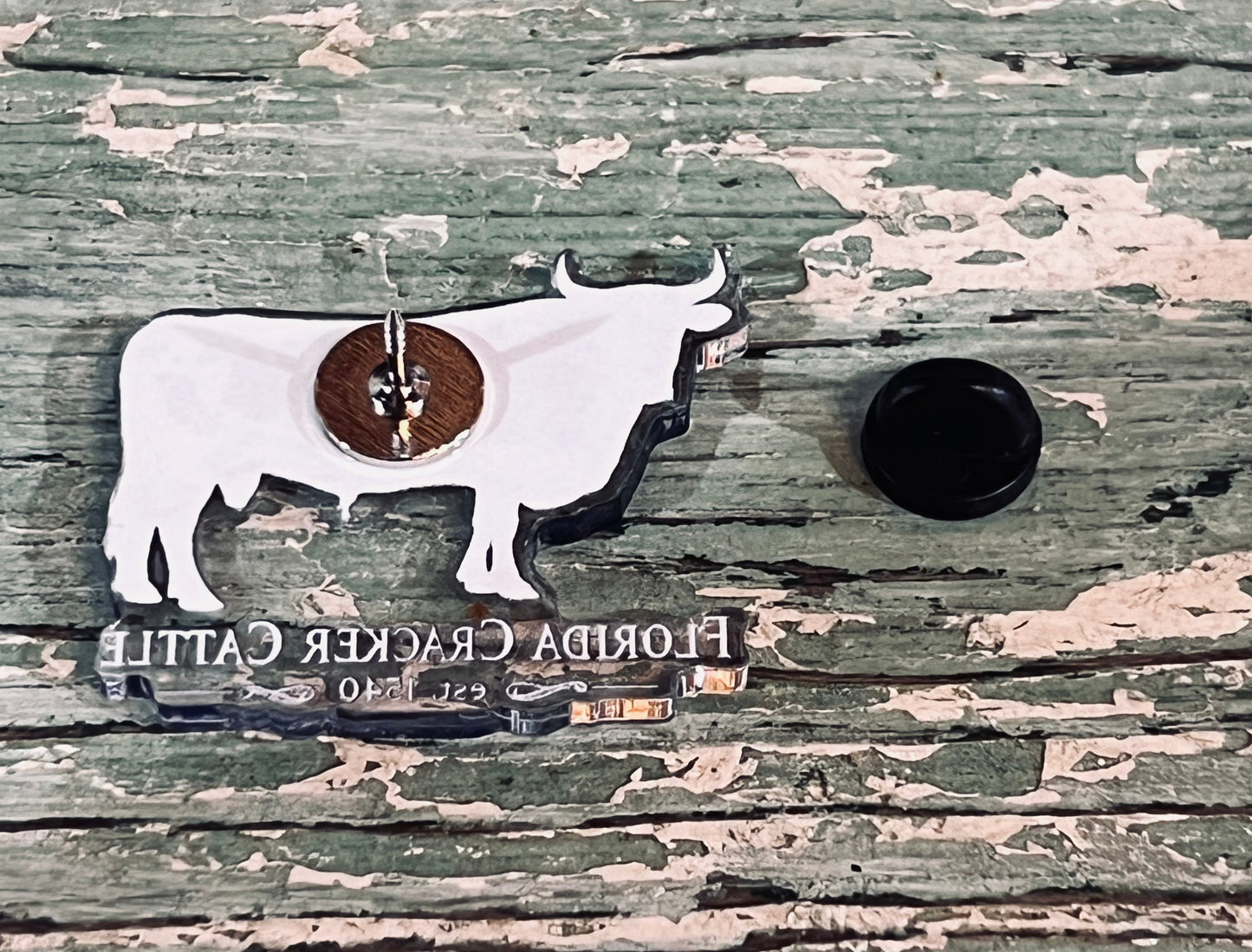 Florida Cracker Cattle Enamel Pin