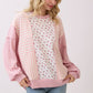Fondant Pink Floral Rib Patchwork Pullover Top - The Mustard Seed Collection, The Seed