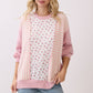 Fondant Pink Floral Rib Patchwork Pullover Top - The Mustard Seed Collection, The Seed
