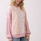 Fondant Pink Floral Rib Patchwork Pullover Top - The Mustard Seed Collection, The Seed