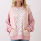 Fondant Pink Floral Rib Patchwork Pullover Top - The Mustard Seed Collection, The Seed
