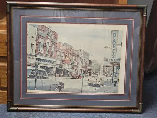 Framed and Matted Vintage Mainstreet picture, H. Stahl - The Mustard Seed Collection, The Seed