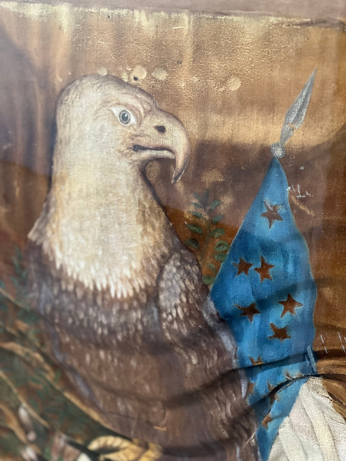 Framed Eagle Painting on Velvet 