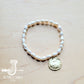 Freshwater Pearl Bracelet with Matte Gold Coin: White