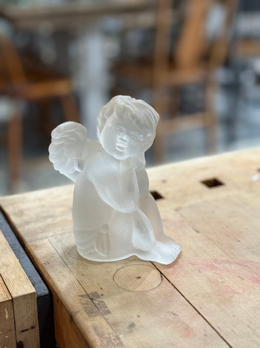 Frosted Lead Crystal Angel Candle Holder
