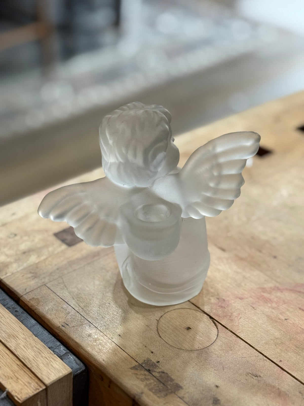 Frosted Lead Crystal Angel Candle Holder - The Mustard Seed Collection, The Seed