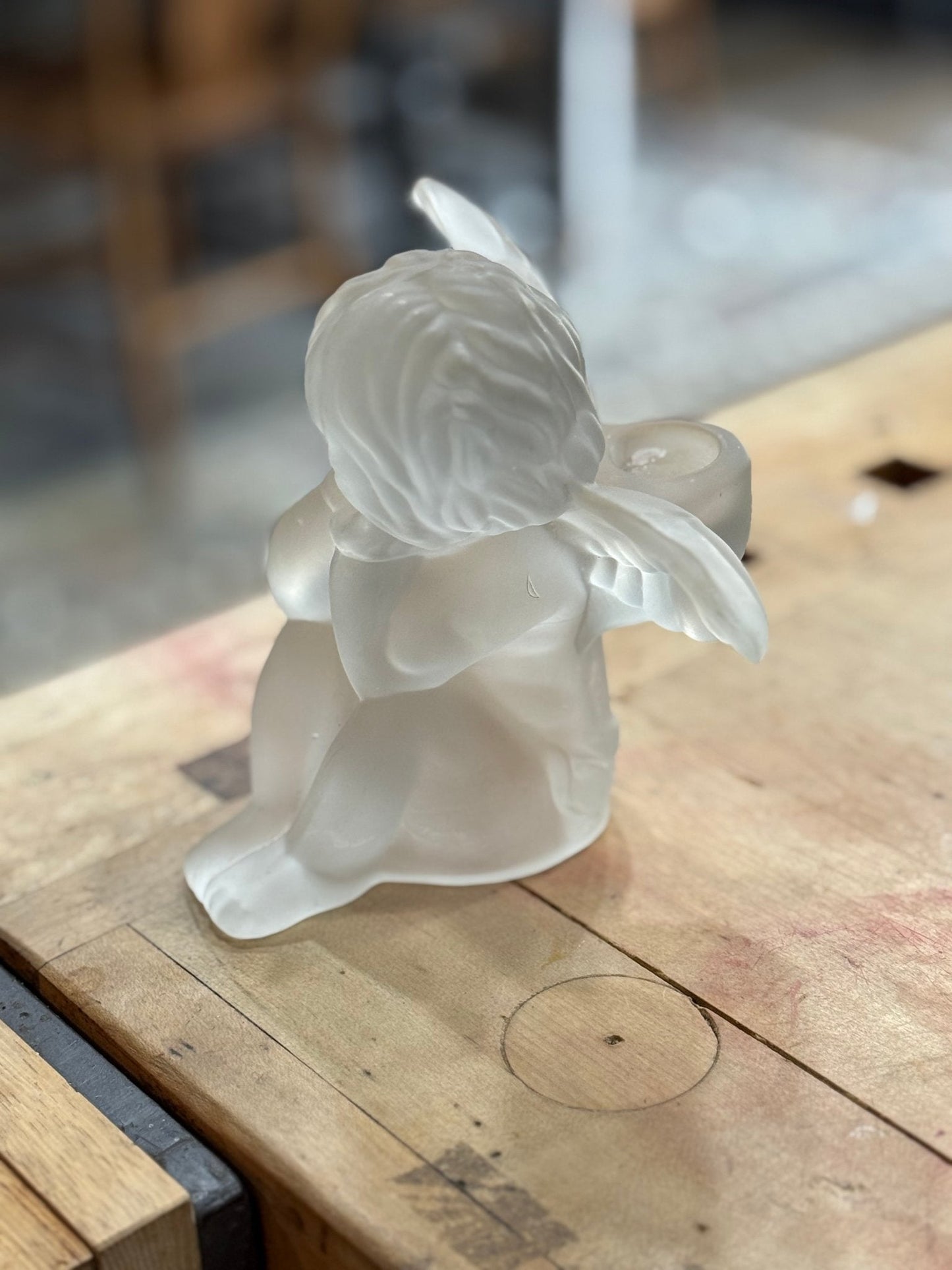 Frosted Lead Crystal Angel Candle Holder - The Mustard Seed Collection, The Seed