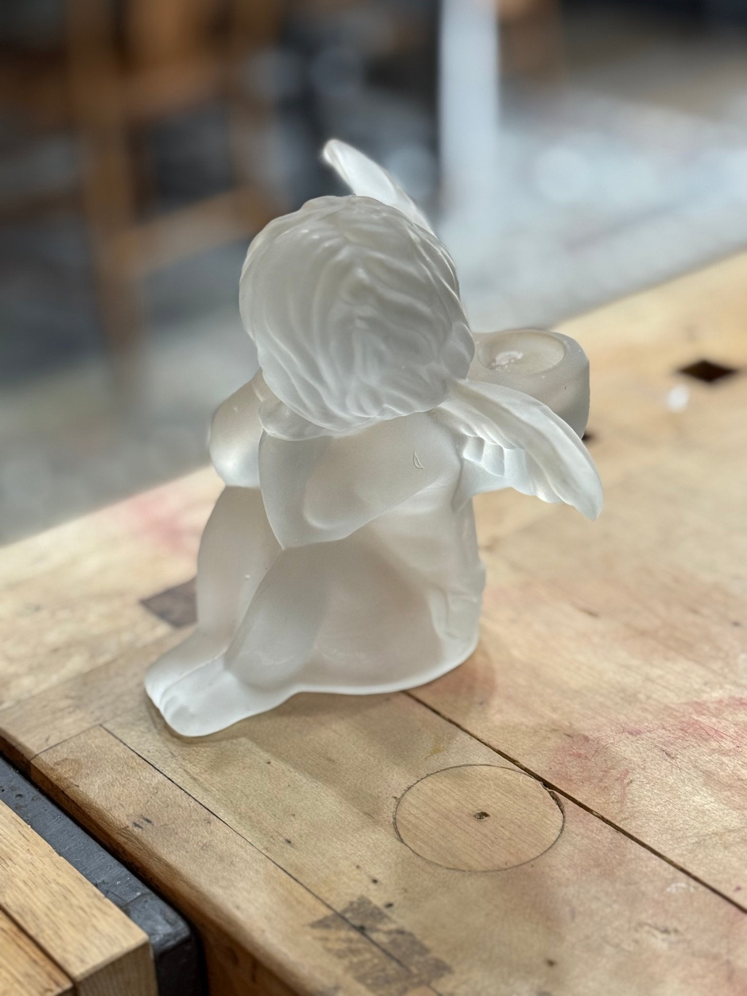 Frosted Lead Crystal Angel Candle Holder - The Mustard Seed Collection, The Seed