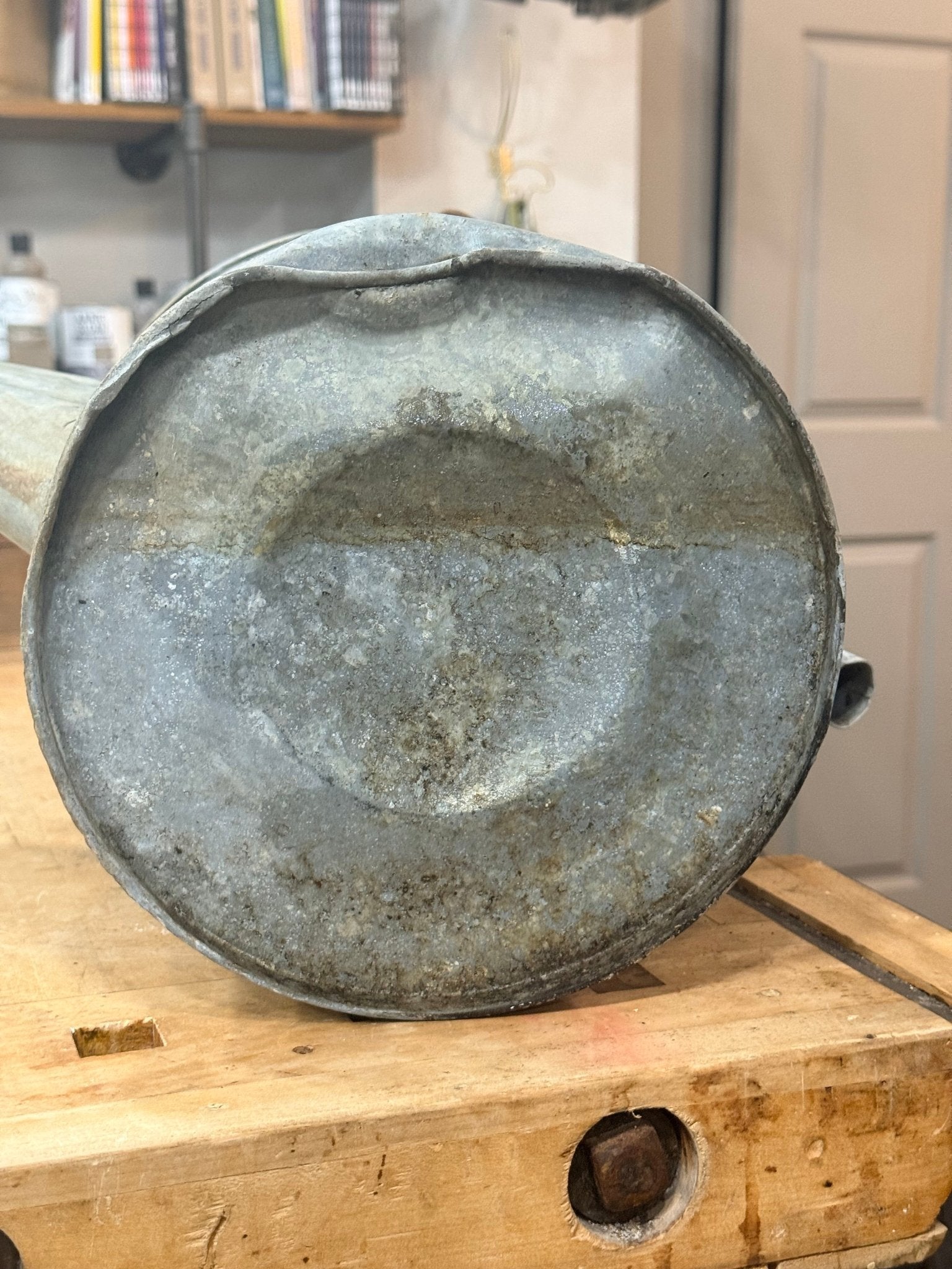 Galvanized Watering Can with dent 