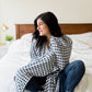 Gingham Adult Swaddle Blanket, Summer Picnic Blanket