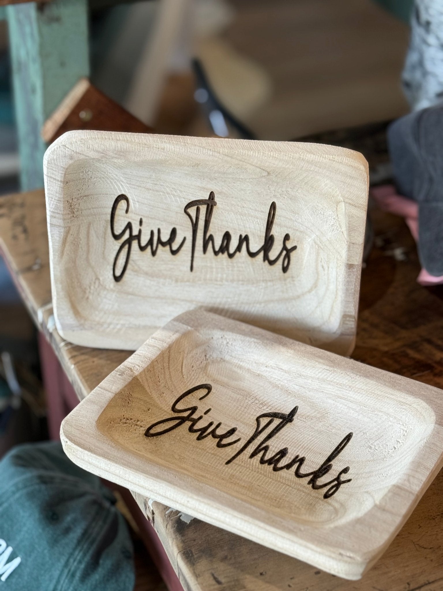 "Give Thanks" Wooden Bowl - The Mustard Seed Collection, The Seed