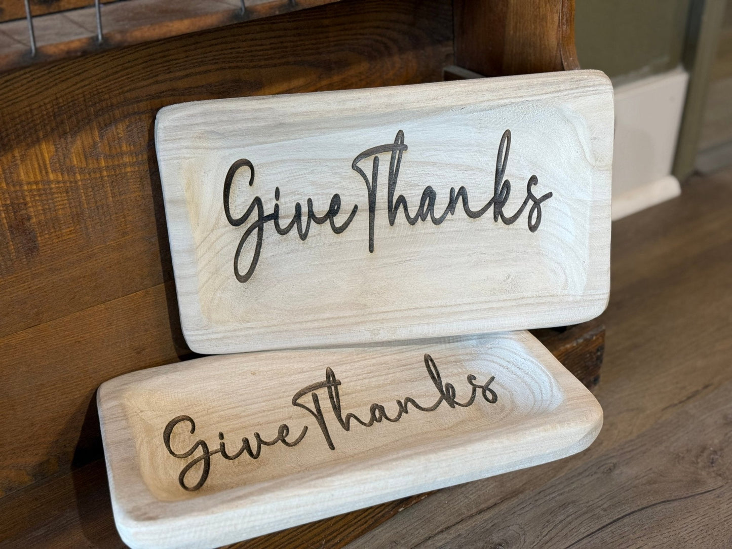 "Give Thanks" Wooden Bowl - The Mustard Seed Collection, The Seed