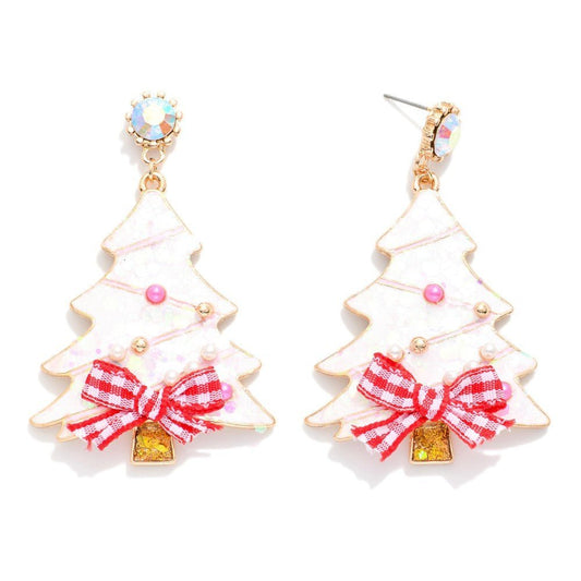 Glitter Acetate Christmas Tree Post Drop Earrings - The Mustard Seed Collection, The Seed