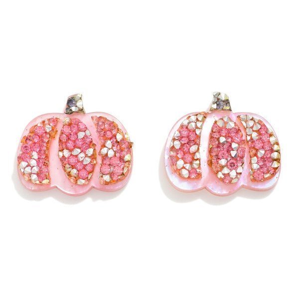 Glitter Acetate Pumpkin Stud Earrings - The Mustard Seed Collection, The Seed
