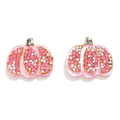 Glitter Acetate Pumpkin Stud Earrings - The Mustard Seed Collection, The Seed