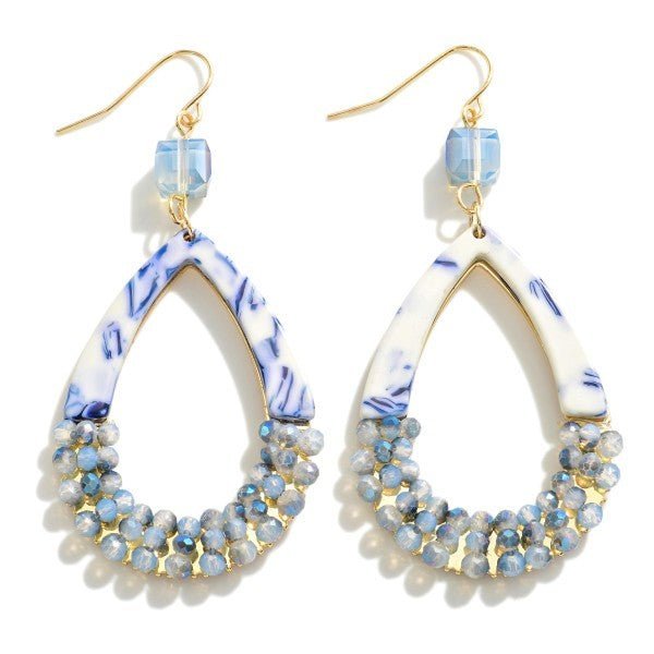 Glitter Resin And Beaded Teardrop Earrings - The Mustard Seed Collection, The Seed