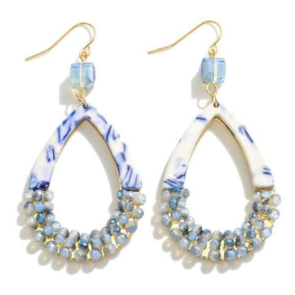 Glitter Resin And Beaded Teardrop Earrings - The Mustard Seed Collection, The Seed