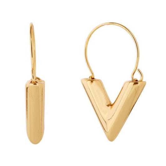 Gold Gold Dipped Linked Chunky V Wire Hoop Earrings Gold