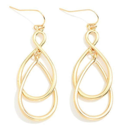 Gold Linked Metal Loops Drop Earrings Gold