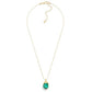 Gold Tone Ball Chain Necklace Featuring Wire Wrapped Glass Crystal Pendant - The Mustard Seed Collection, The Seed