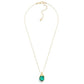 Gold Tone Ball Chain Necklace Featuring Wire Wrapped Glass Crystal Pendant