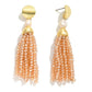 Gold Tone Pearl Drop Earrings With Beaded Tassel Details Champagne