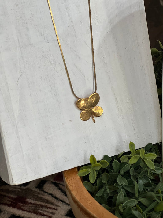 Gold-Toned Four Leaf Clover Necklace