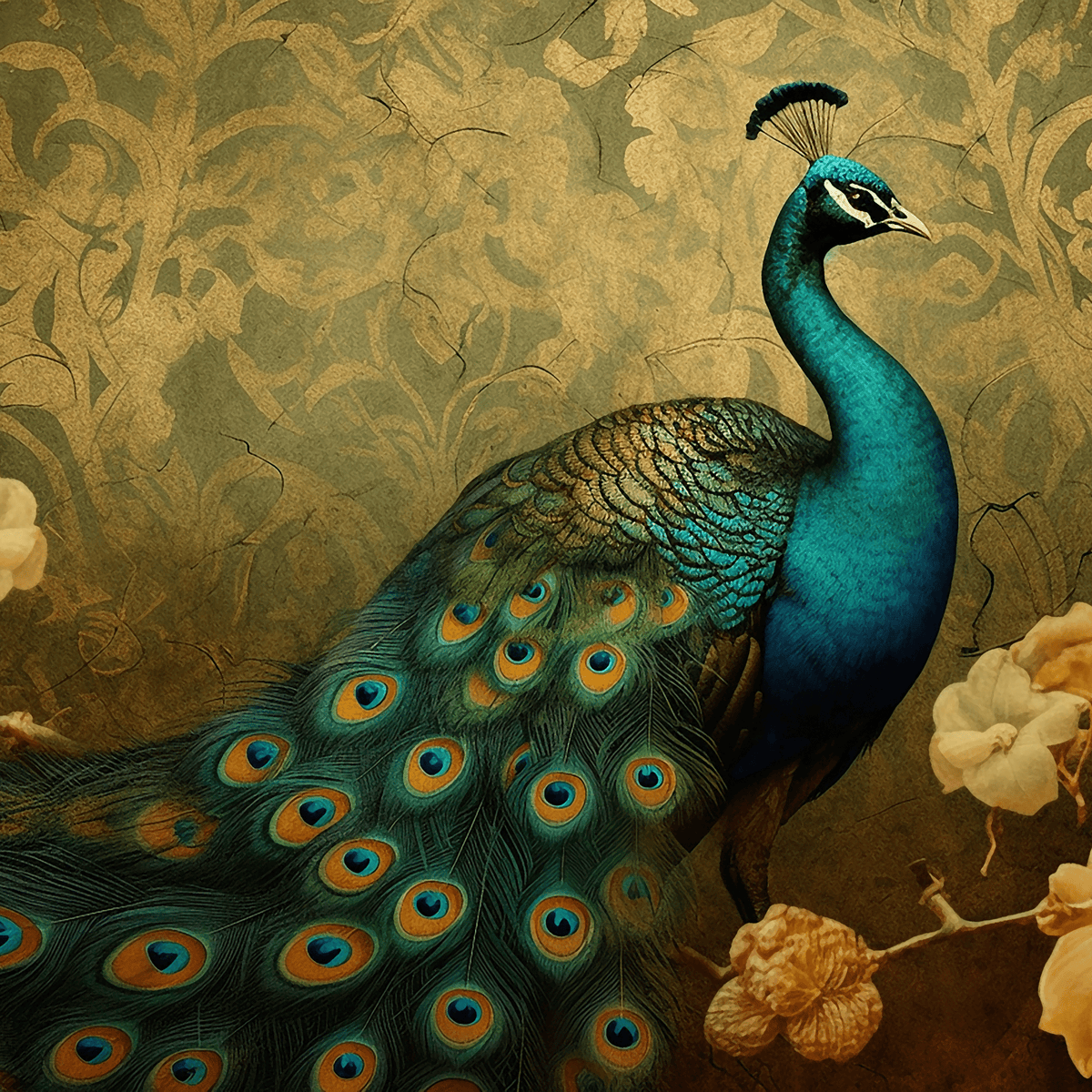 Golden Peacock - A1 size large Decoupage Paper - The Mustard Seed Collection, The Seed