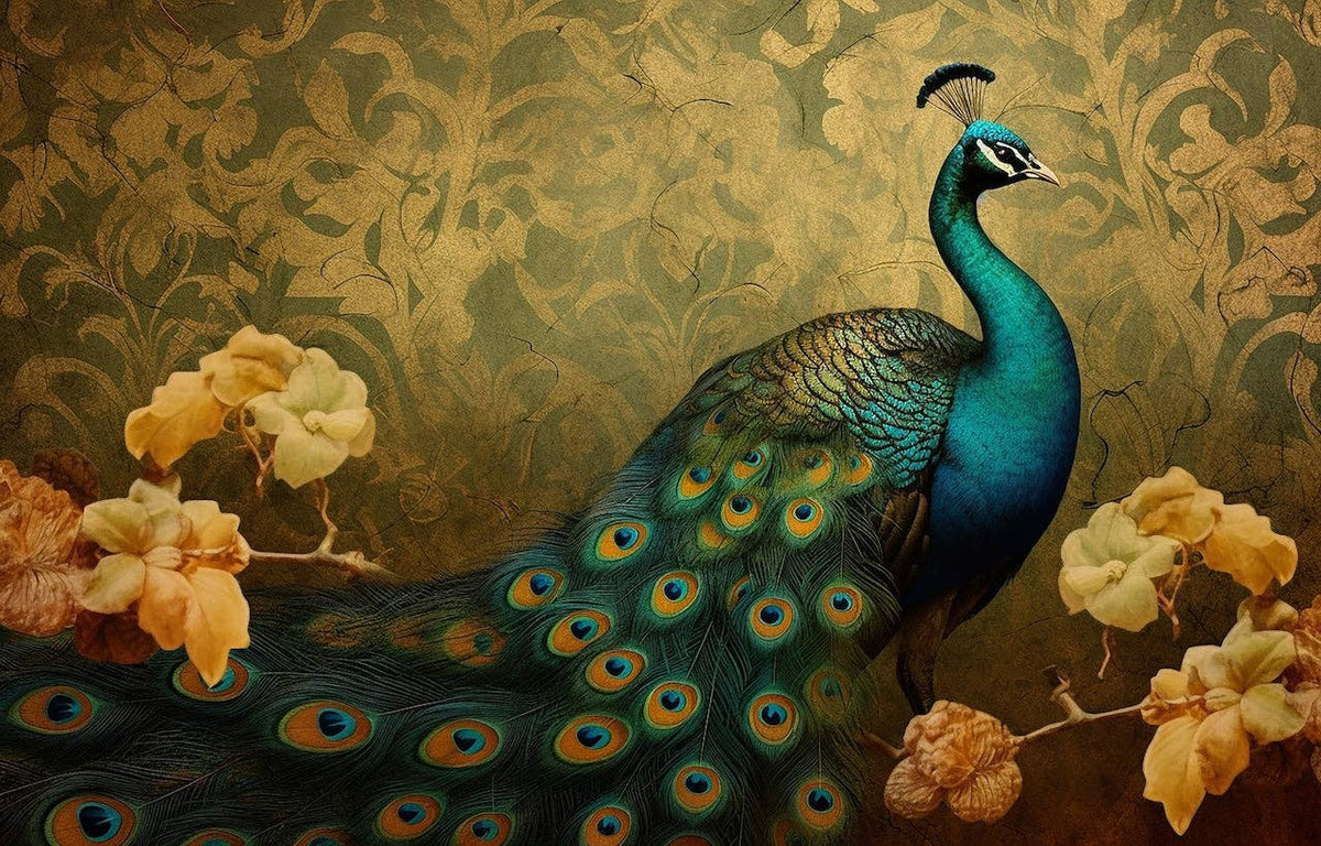 Golden Peacock - A1 size large Decoupage Paper - The Mustard Seed Collection, The Seed